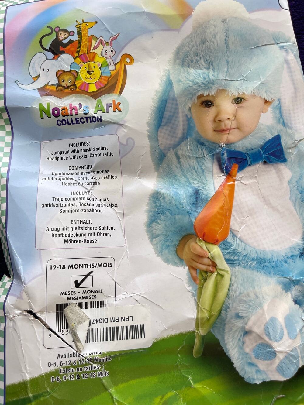 Rubie's Noah's Ark Lil Wabbit Rabbit Baby Costume SZ 12-18 Months Halloween